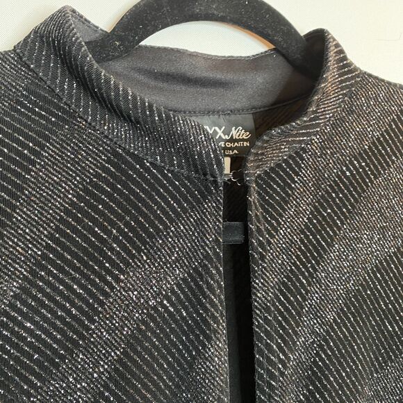 Onyx Nite Black Gorgeous Holiday Cruise Jacket Beautiful Sparkles Long Lines 2X - Picture 3 of 13